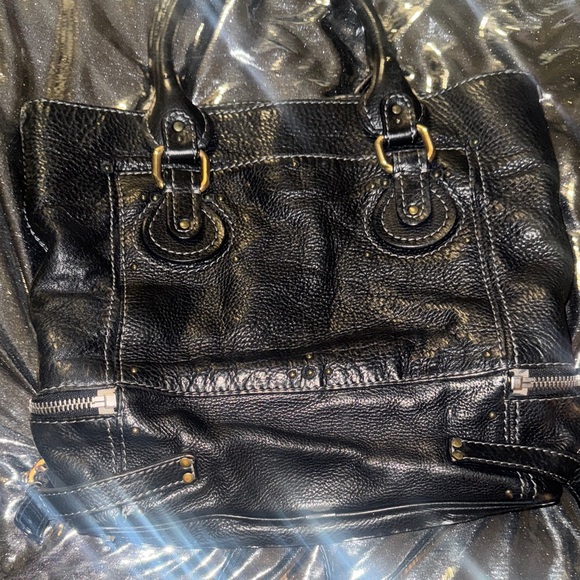 Chloe Black Leather Tote with Gold Accents - Picture 11 of 14